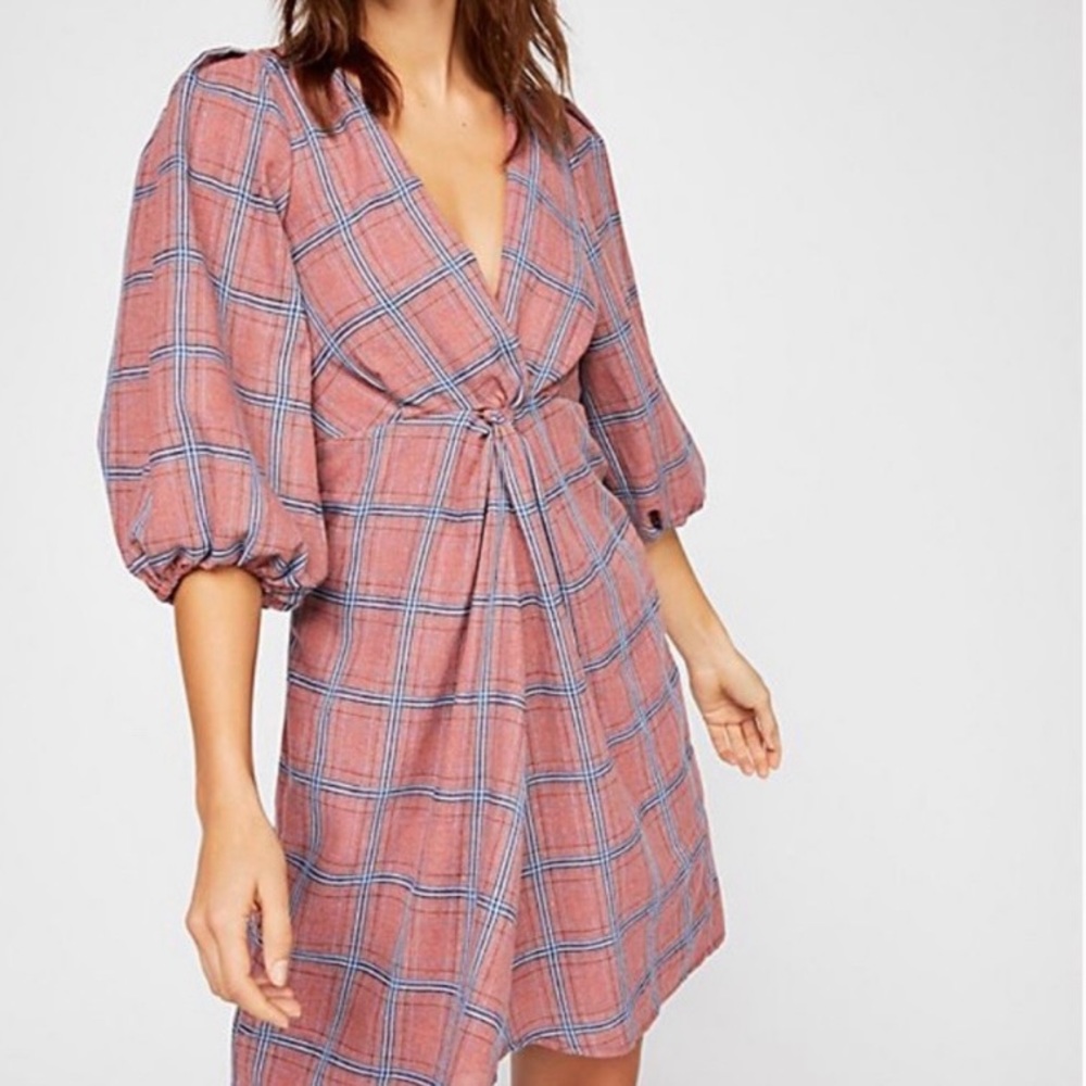 New Free People Miss Molly Plaid Mini Dress Size 4